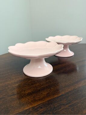 Matceramica Portugal Pink Ceramic Pedestal Dessert Stands Set of 2